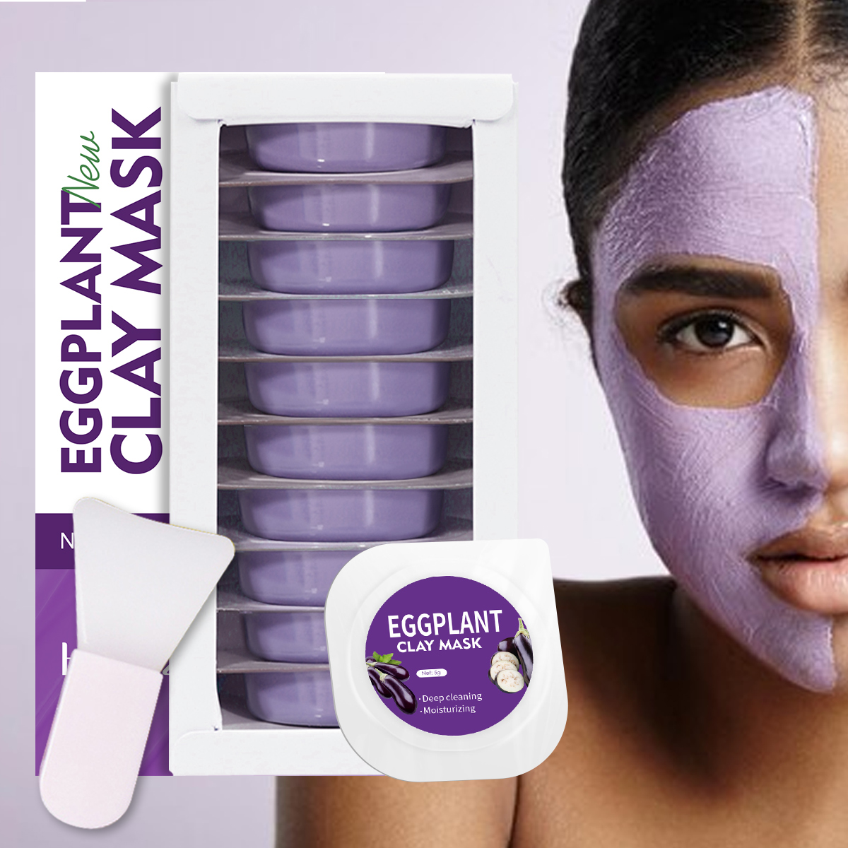 5g/0.17oz*10 Eggplant clay mud - Bentonite Clay Mask ulasan dan harga