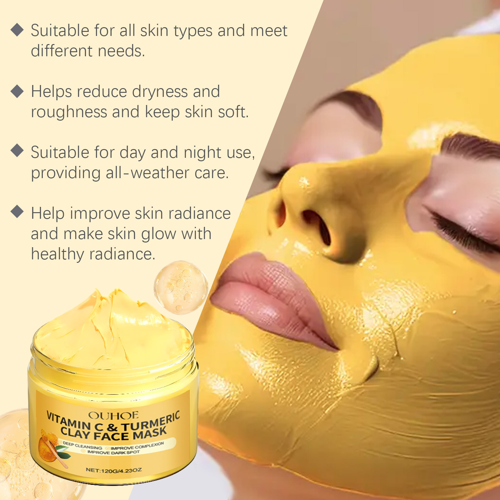 Turmeric Vitamin C Facial Mask - Bentonite Clay Mask ulasan dan harga