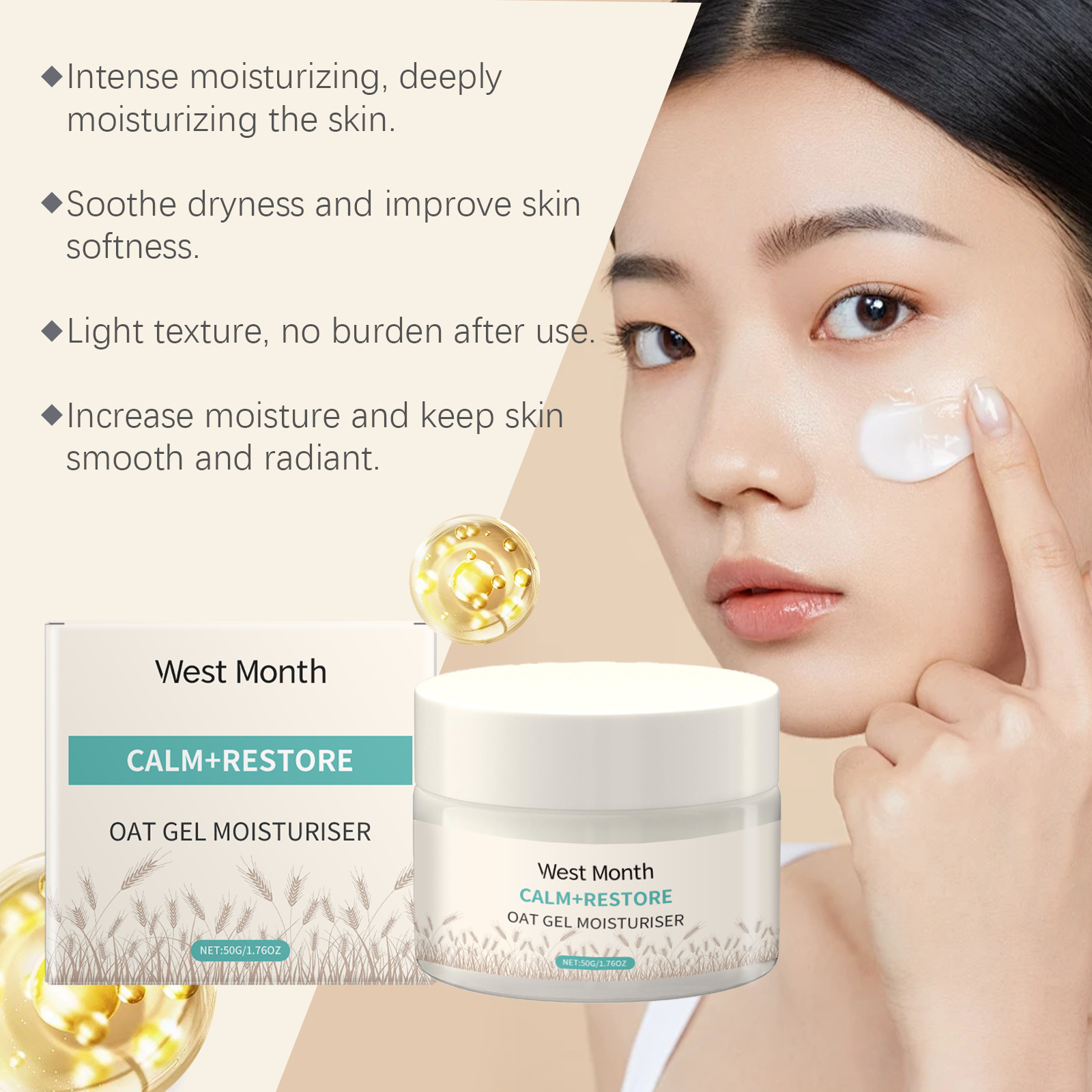 50g Oat Moisturizing Face Crea - Skincare Oat ulasan dan harga
