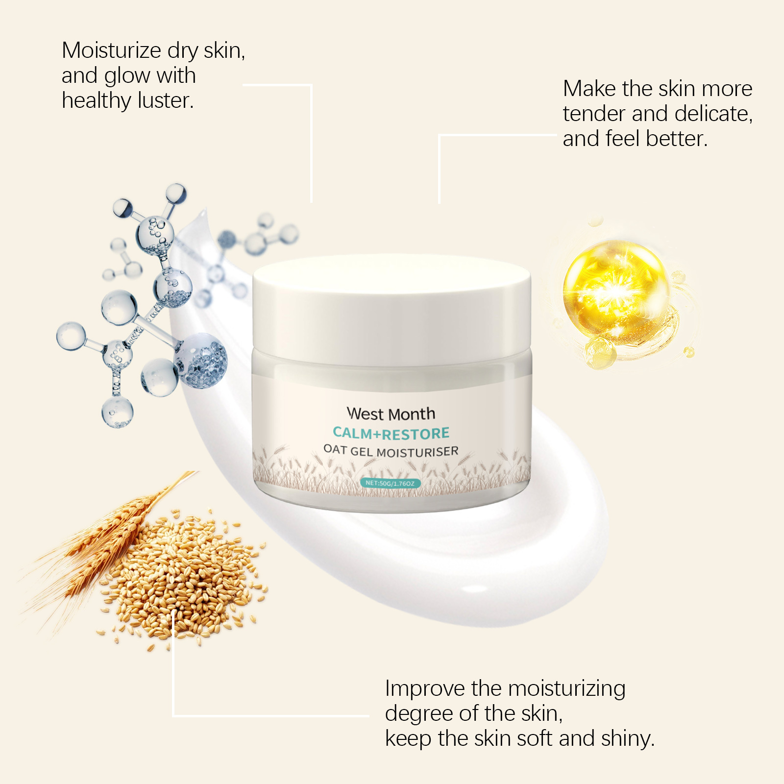 50g Oat Moisturizing Face Crea - Skincare Oat ulasan dan harga