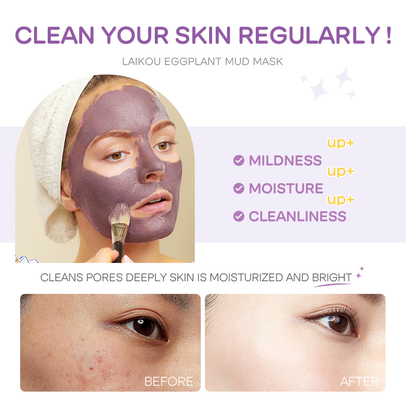 5pcs LAIKOU Eggplant Mud Mask  - Bentonite Clay Mask ulasan dan harga